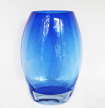 Modernist cobalt blue Poland glass handmade large vase - $49.99