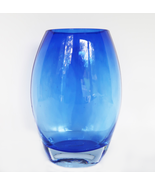 Modernist cobalt blue Poland glass handmade large vase - £39.08 GBP