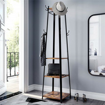 71 Inches Height Sturdy Industrial Coat Rack Stand 4 Shelves Hall Trees ... - $106.99