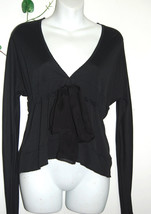 GF Ferre Black Woman&#39;s Bow Top Italian Silk Shirt Blouse Size XS NEW  - $93.16
