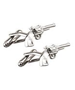 REVOLVER CUFFLINKS Western Gun Pistol Cowboy Six Shooter Sheriff w Gift ... - $13.95