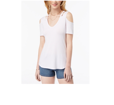 Juniors Ultra Flirt Cold-Shoulder White T-shirt NWT XL - £6.04 GBP