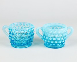 Fenton Hobnail Blue Opalescent Individual Creamer &amp; Sugar Set, Vintage M... - £9.72 GBP