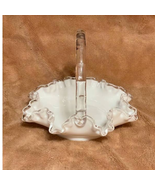 Vintage Fenton Milk Glass, Silver Crest, Crimped Basket w/Clear Glass Ha... - $50.09 CAD
