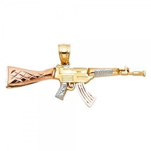 14K Tri Color Gold Rifle Pendant - $205.99
