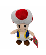 Nintendo Super Mario Brothers Toad Plush Stuffed Mushroom Red 10&quot; 2017 w... - $246.90 MXN