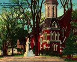 Veterans Memorial Presbyterian Church Geneva NY Linen Postcard Navy Canc... - $2.63