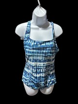 Speedo Women&#39;s Printed Square Neck One Piece Swimsuit Bright Cobalt Size L - £19.35 GBP