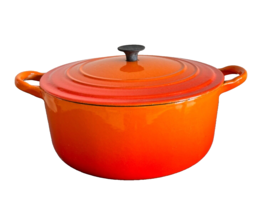 Vintage Le Creuset France 3.5 qt Flame Orange Cast Iron #22 Letter D Dut... - £94.96 GBP