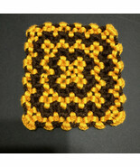 Vintage 80s Crocheted Reversible Hot Pad Trivet Orange and Brown Color - $33.89 CAD
