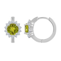 925 Argent Sterling Citrine &amp; Topaze Blanche 6mm Rond Boucle Femme Jour Cadeau - £55.20 GBP