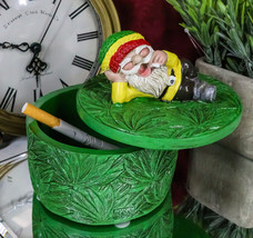 Gypsy Life Rasta Gnome Smoking On Bed Of Green Leaves Trinket Jewelry Stash Box - £19.97 GBP