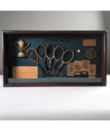 The History Of The Tennis Racket Antique Wood Shadow Box Wimbledon 20”x1... - $1,135.71 MXN
