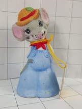 Jasco Critter Bells  Bisque Porcelain Mouse With blue overhauls. #394 - £6.71 GBP