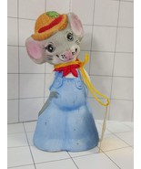 Jasco Critter Bells  Bisque Porcelain Mouse With blue overhauls. #394 - $9.00