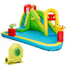 Inflatable Splash Water Bounce House Play Jump Slide with 480W Blower Kids Gift - £345.98 GBP