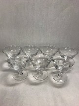 Vintage lot 7 crystal pedestal custard cup wine glass  thick base clear - $44.29