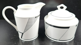 Christopher Stuart Angles Creamer Sugar Bowl Lid Set Vintage Art Deco Geometric - £54.54 GBP