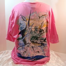 Guy Harvey Short Sleeve Hot Pink Classic Blue Marlin Back Print T-Shirt Size: L - £11.94 GBP