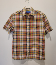 Pendleton Shirt Mens Small Colorful Madras Plaid Short Sleeve Fitted But... - $14.20