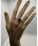 Black Lab Diamond Flower 925 Sterling Silver Ring - $38.39 CAD