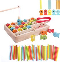 Wooden Magnetic Fishing Math Game, Montessori Toys Learning Activities Fine - £10.60 GBP