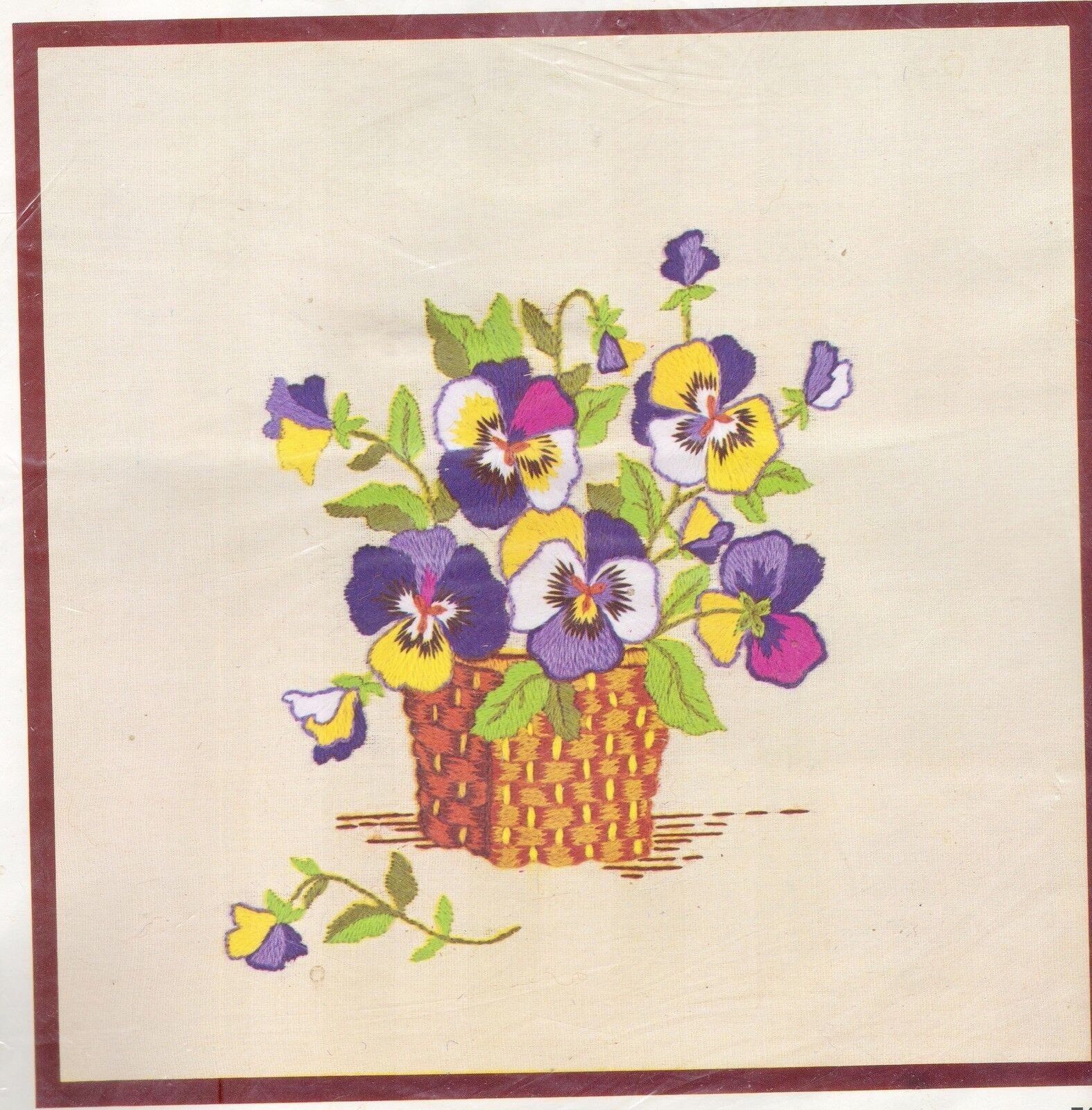 Vintage Family Circle Crafts Crewel Kit Pansies Picture Pillow Top 1974 E401 - £19.70 GBP
