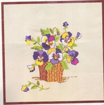 Vintage Family Circle Crafts Crewel Kit Pansies Picture Pillow Top 1974 E401 - £19.77 GBP