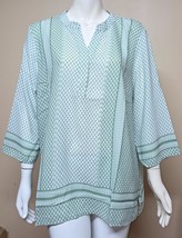 ANNE CARSON Green V-Neck Boho Blouse 3/4 Sleeve Size X LARGE NEW - $19.79