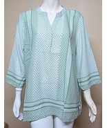ANNE CARSON Green V-Neck Boho Blouse 3/4 Sleeve Size X LARGE NEW - $27.06 CAD