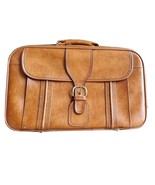 Vtg Brown MCM 1960s Leather Cowhide Travel Shell Luggage Suitcase Front ... - £201.69 GBP