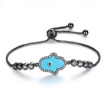 Turkish Blue Evil Eye Hamsa Hand Charm Bracelets For Women Female Friendship Vin - £16.22 GBP