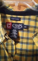 Chaps Easy Care 2XB Long Sleeve Button Down Yellow &amp; Blue Checks Shirt Mens - £19.53 GBP