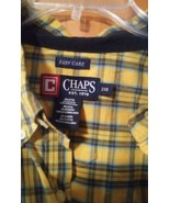 Chaps Easy Care 2XB Long Sleeve Button Down Yellow &amp; Blue Checks Shirt Mens - £19.66 GBP