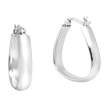 Unique &amp; Curvy Trapezoidal Hoop Sterling Silver Earrings - £16.11 GBP