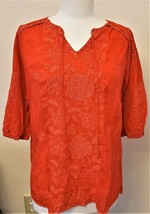 Johnny Was Embroidered Jolie SelenaTunic Sz.M Electric Coral - £133.65 GBP