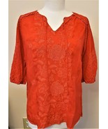 Johnny Was Embroidered Jolie SelenaTunic Sz.M Electric Coral - $169.97