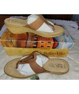 New Bella Vita Italy Tan Leather /Gold Women&#39;s Platform Sandal -  Size 6.5 - $30.51 CAD