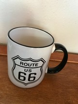 M Ware White &amp; Black ROUTE US 66 Ceramic Coffee Mug Cup – 3 and 7/8th’s inches  - $11.29