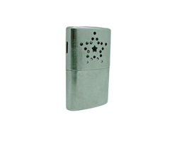 Platinum Hand Warmer Silver Tone Standard Star Design Pocket Size Reusable ~3x2&quot; - £13.56 GBP