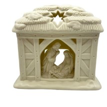 Partylite Christmas O Holy Night Nativity Scene Porcelain Candle Holder 7&quot; Tall - £21.93 GBP