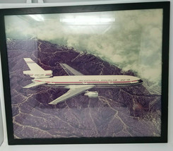 McDonnell Douglas DC-10 Flying Over Mountains Framed Art Print Vintage - £29.64 GBP