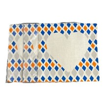 3 Blue Orange White Diamond Heart Sublimation Blank Pillow Case Cover 15&quot; x 15 - $9.89