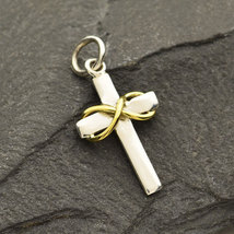 Silver Cross with Bronze Infinity on Crossbar 22x10mm - $376.33 MXN
