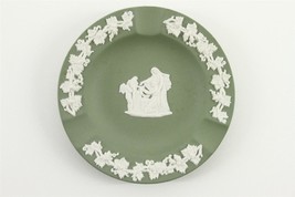Vintage English China WEDGWOOD Ashtray Green Jasperware Grapevine Border - £8.75 GBP