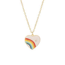 White Enamel &amp; Cubic Zirconia 18K Gold-Plated Rainbow Heart Pendant Necklace - £11.18 GBP