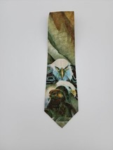 Bergamo Collection Tie Brown Tan Eagles Classic Length Men&#39;s Polyester N... - $14.85