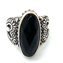 Vintage Sterling Signed 925 Carolyn Pollack Relios Black Onyx Heart Ring size 10 - £48.85 GBP