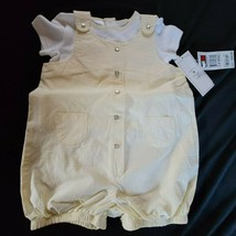 Vintage Tommy Hilfiger Yellow White Gingham Plaid Shortalls Overalls Outfit 3-6 - £19.50 GBP