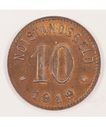 1919 Germania Stadt Sinzig 10 Pfennig Notgeld Token IN XF - $51.42